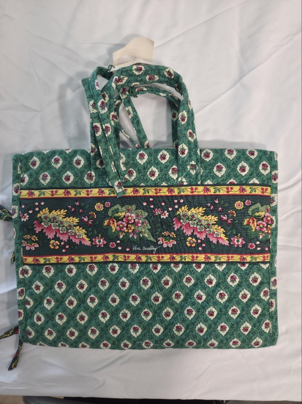 NWT RARE Vintage Retired Greenfield Green Vera Bradley 110 Travel Tote Bag